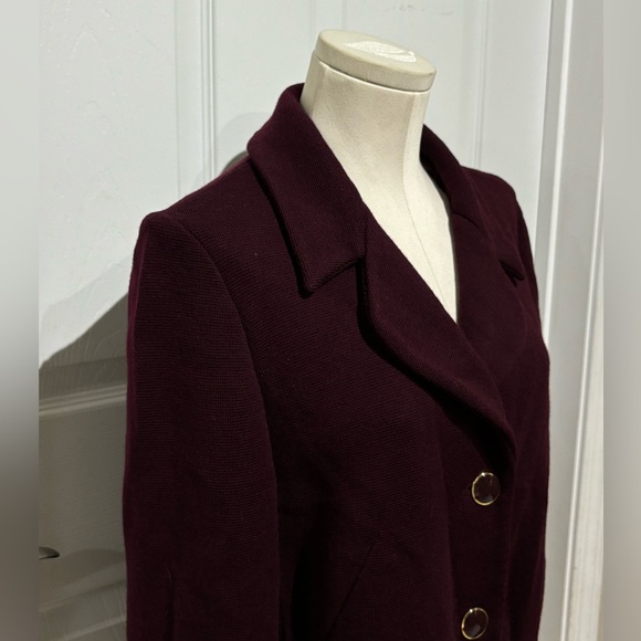 Luisa Spagnoli   3 Button Blazer  Pure Virgin Wool  / Size L / Maroon - Picture 3 of 13